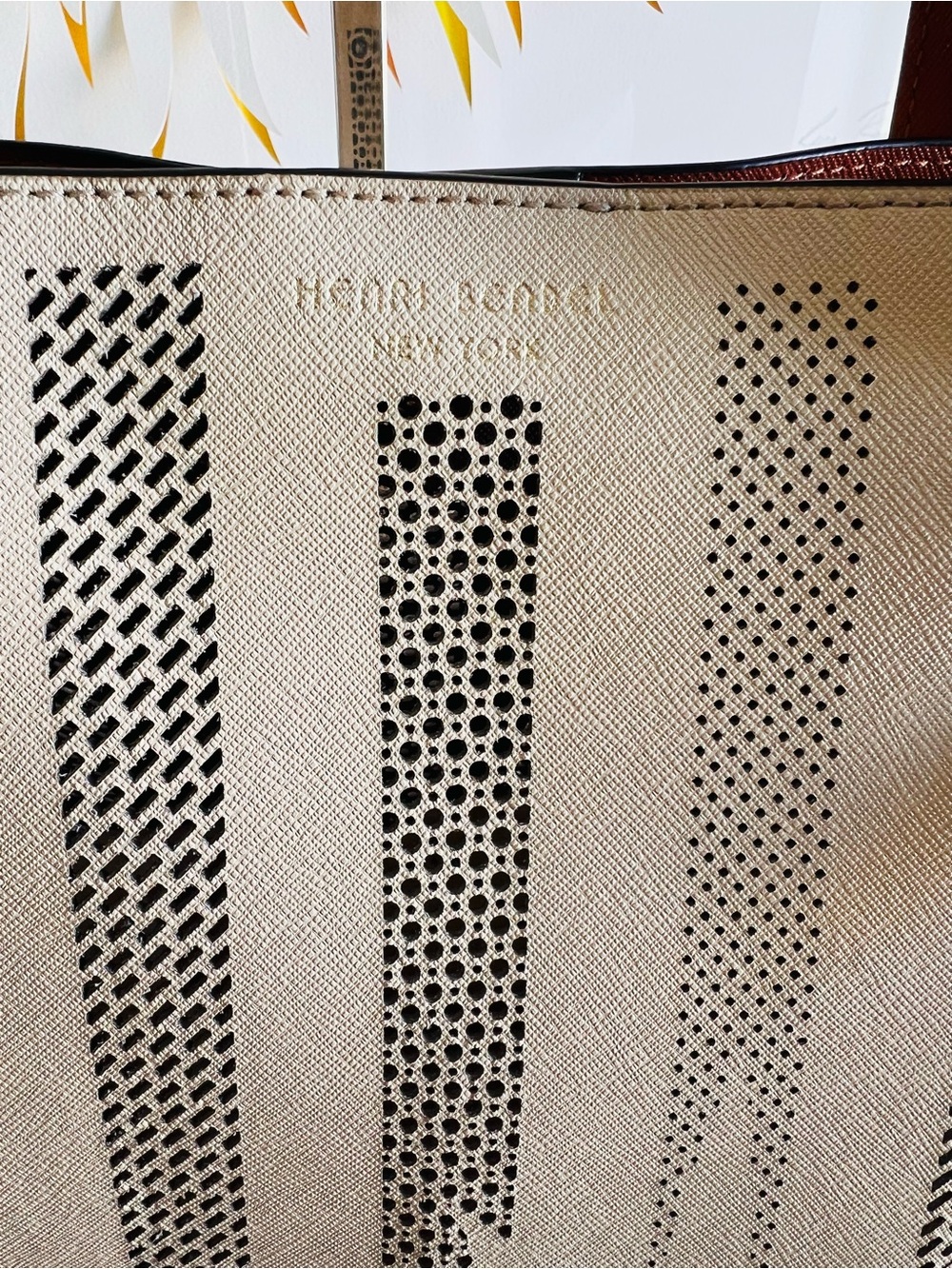 henri bendel Beige Laser-Cut Tote with Long Straps - Picture 5 of 12